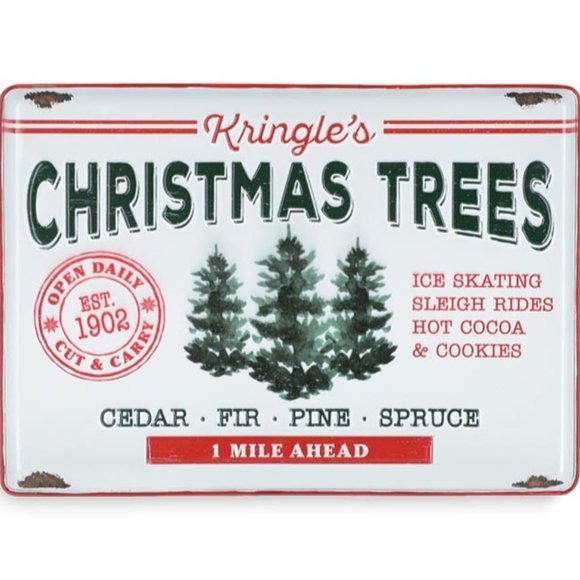 NWT Vintage Kringles Christmas Tree Tin Sign - Picture 1 of 1